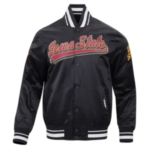 Iowa state cyclones script tail satin varsity jacket