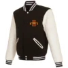 Iowa state cyclones two tone black white wool leather varsity jacket 3