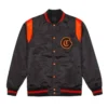 Ivy league teddy black satin varsity jacket 1