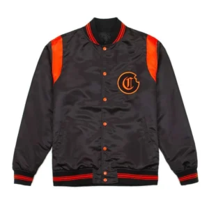 Ivy league teddy black satin varsity jacket 1