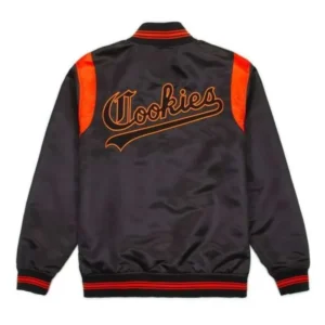 Ivy league teddy black satin varsity jacket
