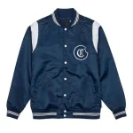 Ivy League Teddy Full-Snap Blue Satin Jacket