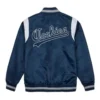Ivy league teddy blue satin varsity jacket