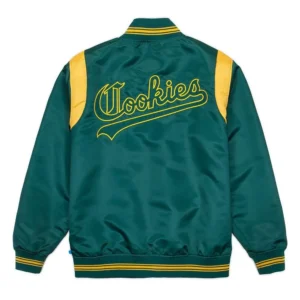 Ivy league teddy green satin varsity jacket 1