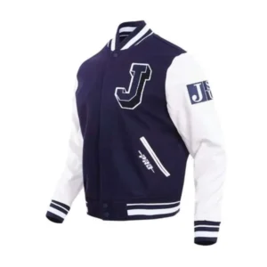 Jackson state tigers classic navy wool leather varsity jacket