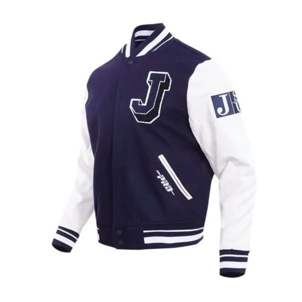 Jackson state tigers classic navy wool leather varsity jacket