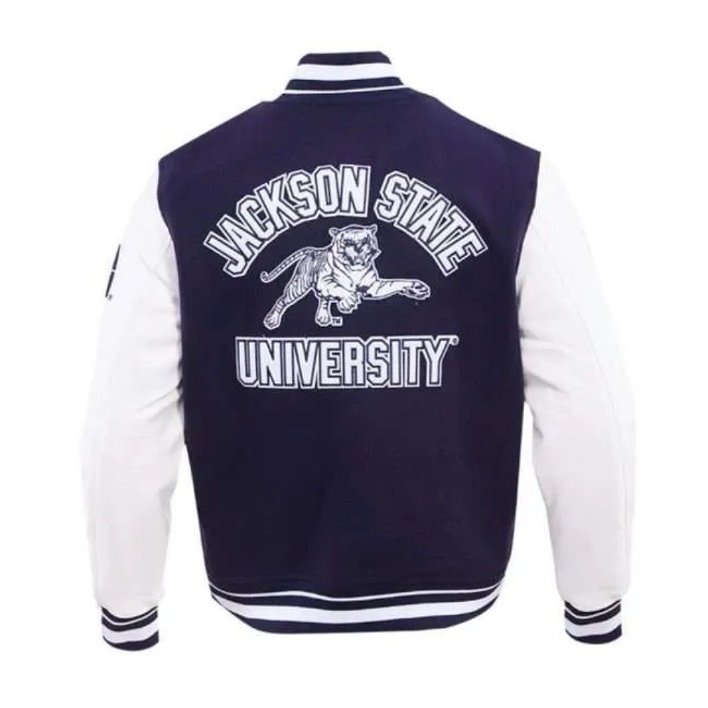 Jackson state tigers classic navywhite varsity jacket
