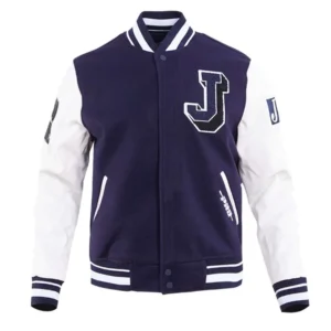 Jackson state tigers classic navywhite wool leather jacket