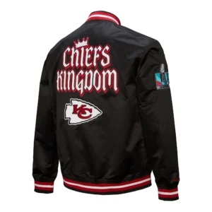 Kansas city chiefs double down black satin varsity jacket 2