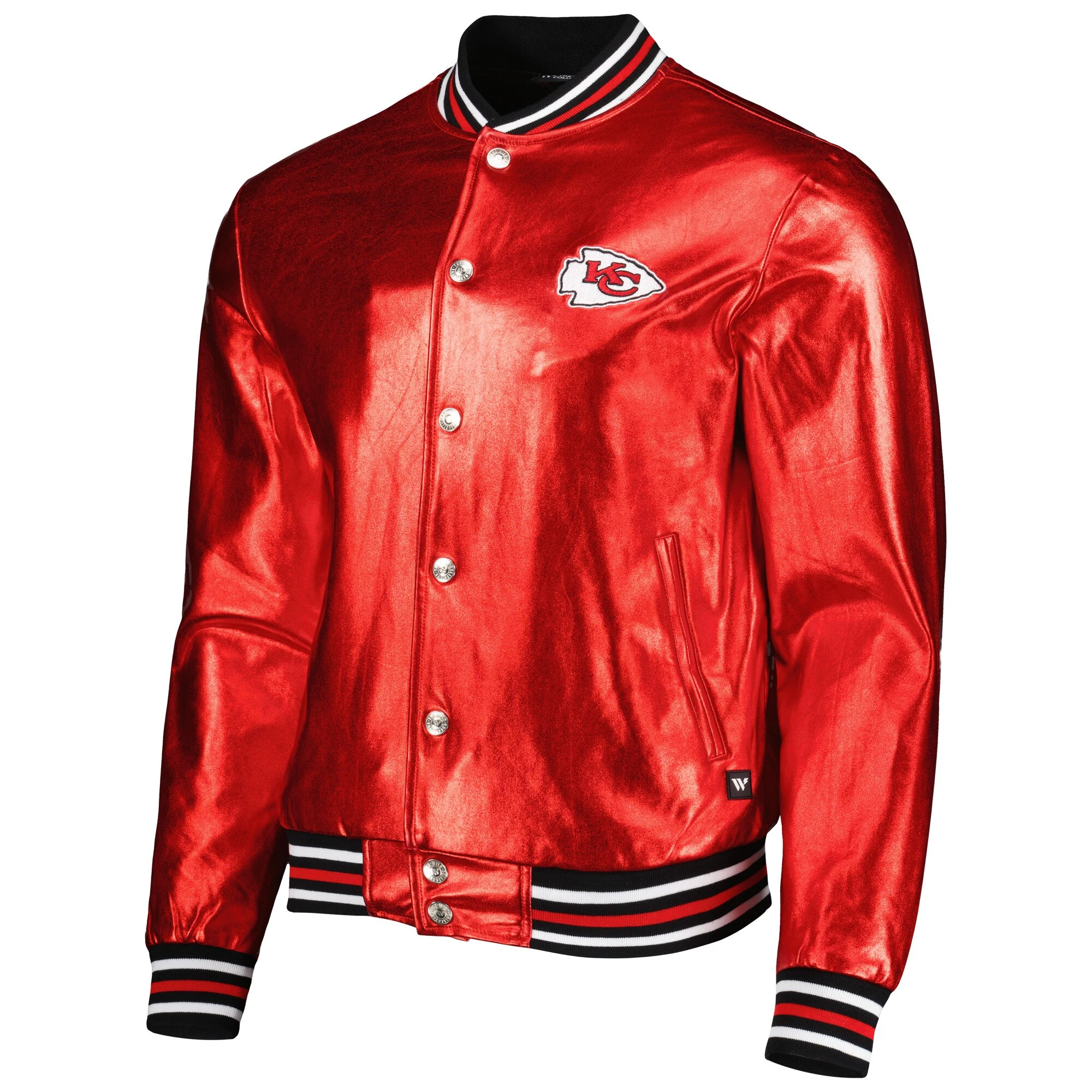 Kansas city chiefs the wild collective metallic bomber red polyester varsity jacket 2