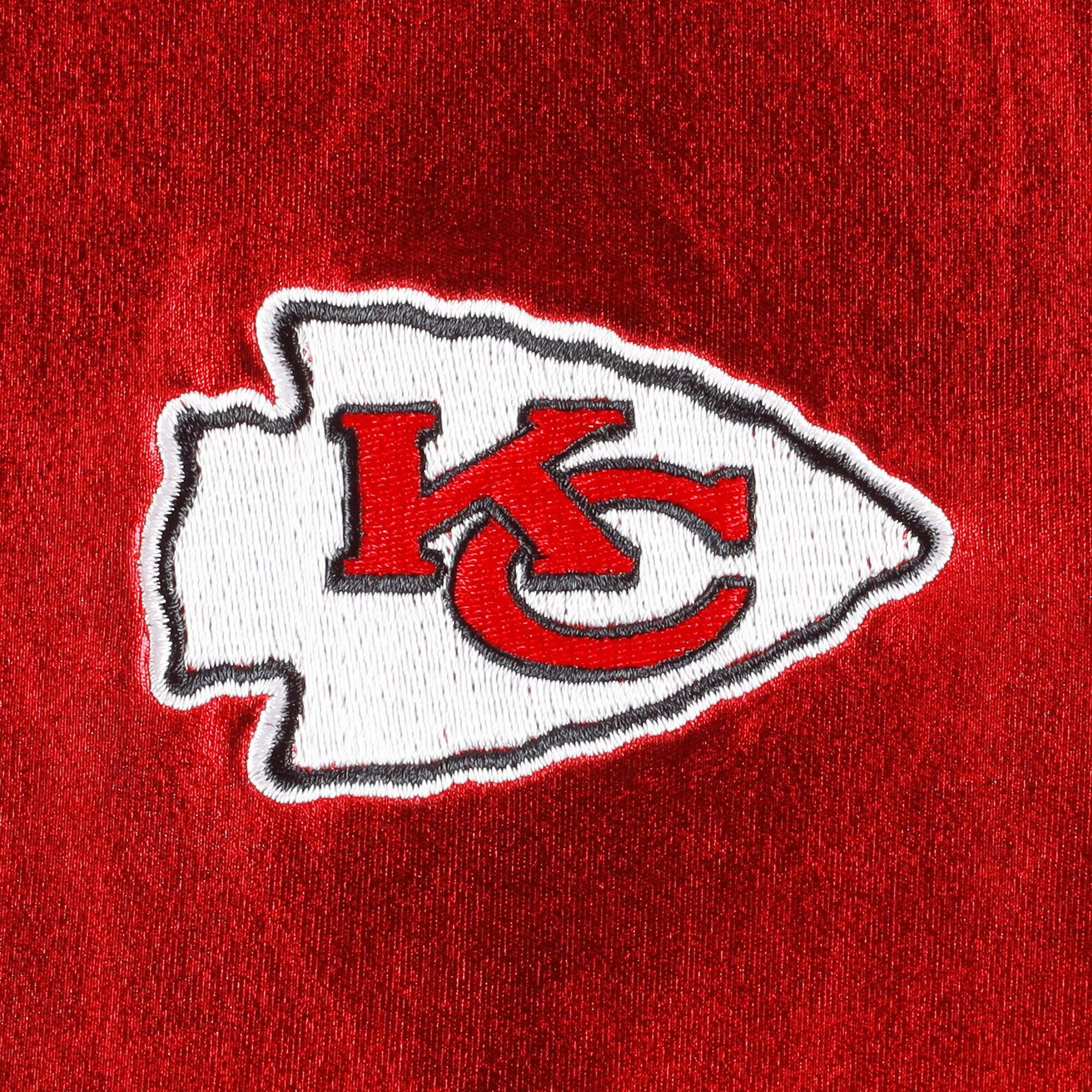 Kansas city chiefs the wild collective metallic bomber red polyester varsity jacket