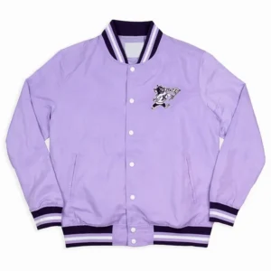 Kansas state script retro light purple bomber varsity jacket 2