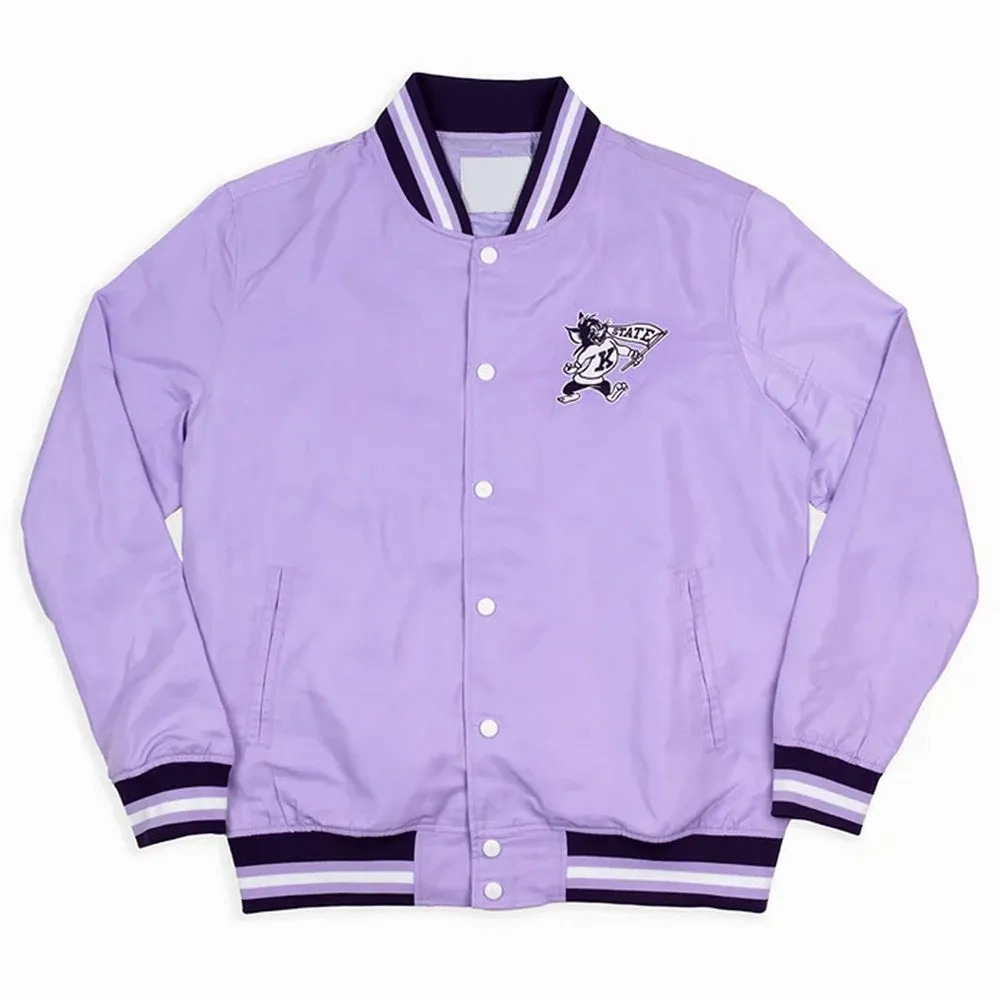 Kansas state script retro light purple bomber varsity jacket 2