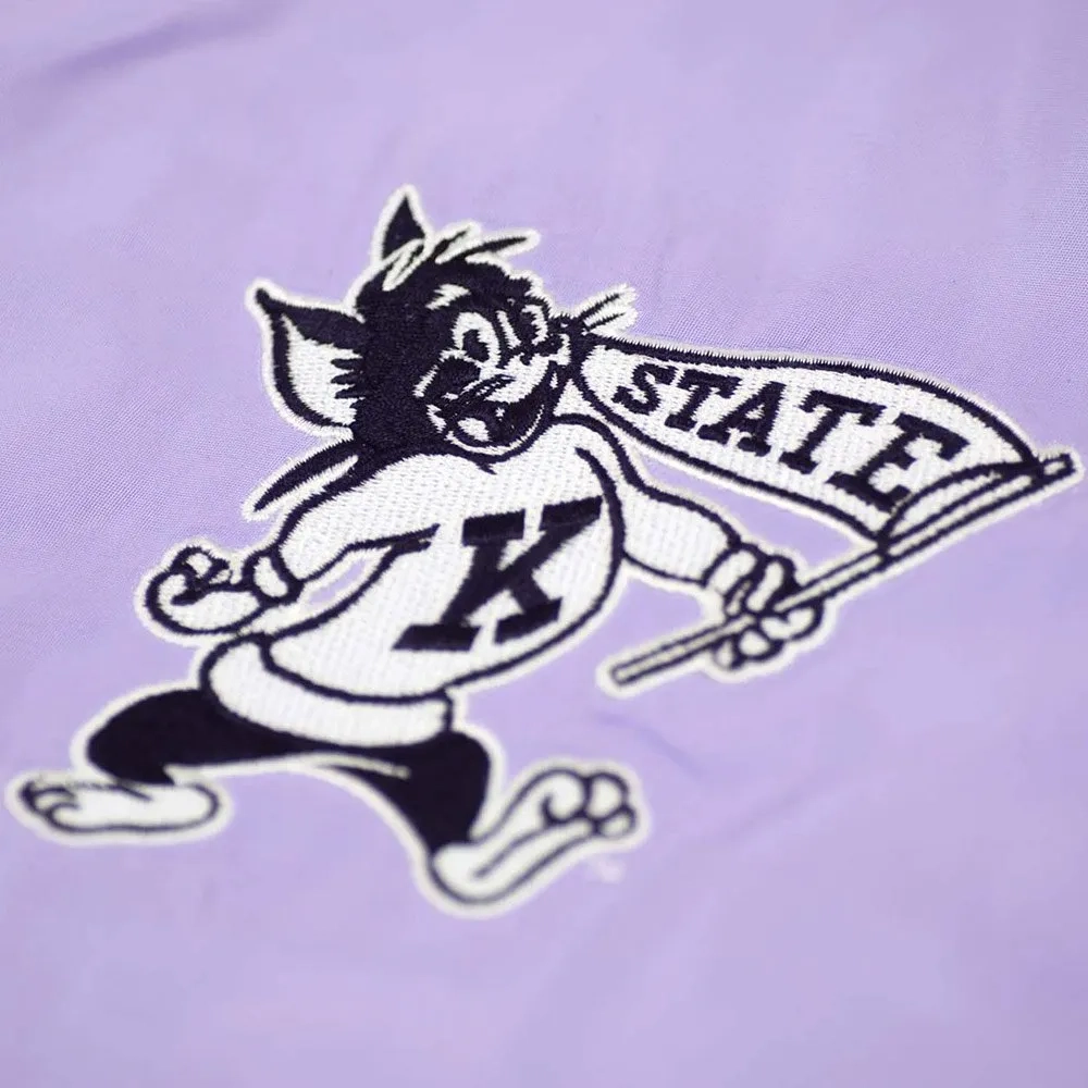 Kansas state script retro light purple bomber varsity jacket