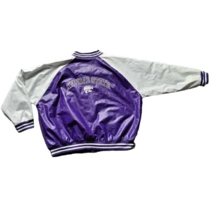 Kansas state wildcats purple white wool leather varsity jacket 1
