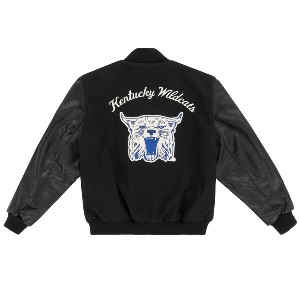 Kentucky wildcats 1965 university of black wool leather varsity jacket 1