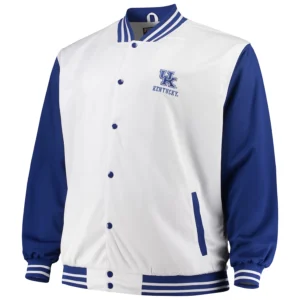 Kentucky wildcats big tall whitenavy polyester varsity jacket 2