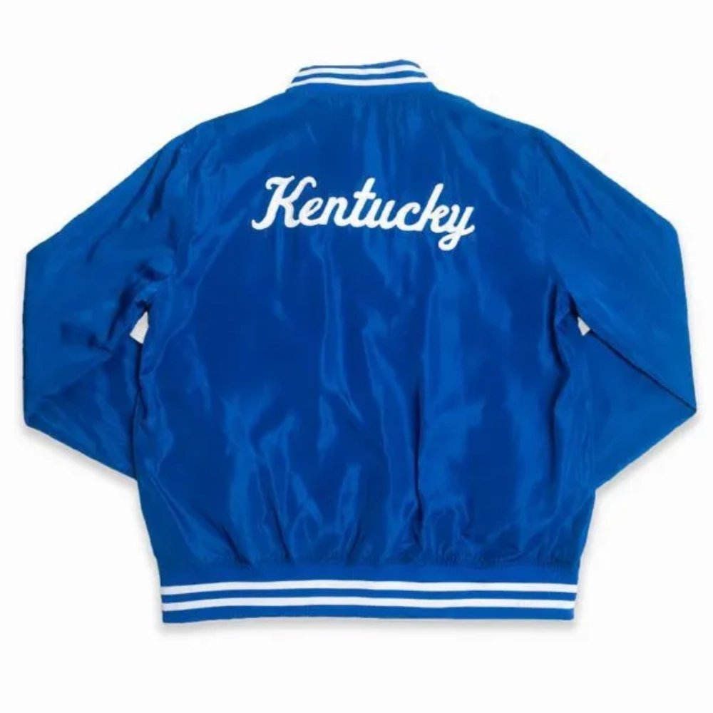 Kentucky wildcats script retro bomber blue satin varsity jacket 1