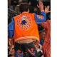 Knicks timothee chalamet chrome heart orange and blue letterman jacket