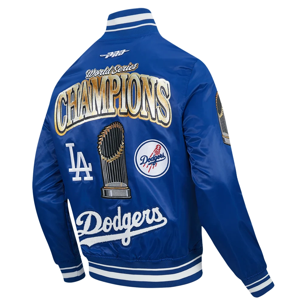 La dodgers mens world series 2025 satin varsity jacket