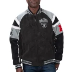 Las Vegas Raiders Black Raglan Suede Leather Jacket