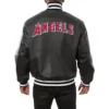 Los angeles angels black leather varsity jacket 2