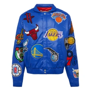 Los angeles clippers full leather varsity jacket black 1