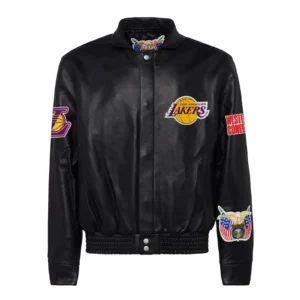 Los angeles lakers jeff hamilton full leather jacket black 1