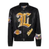 Los angeles lakers jeff hamilton full real leather jacket black 1