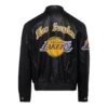 Los angeles lakers jeff hamilton full real leather jacket black 2