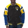 Los angeles rams g iii sports by carl banks raglan blackblue leather varsity jacket 1
