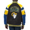 Los angeles rams g iii sports by carl banks raglan blackblue leather varsity jacket 2
