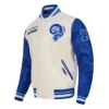 Los angeles rams retro classic wool leather cream jacket