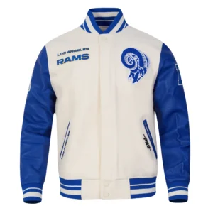 Los angeles rams retro classic wool leather varsity jacket