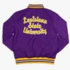 Louisiana state tigers retro bomber purple satin varsity jacket