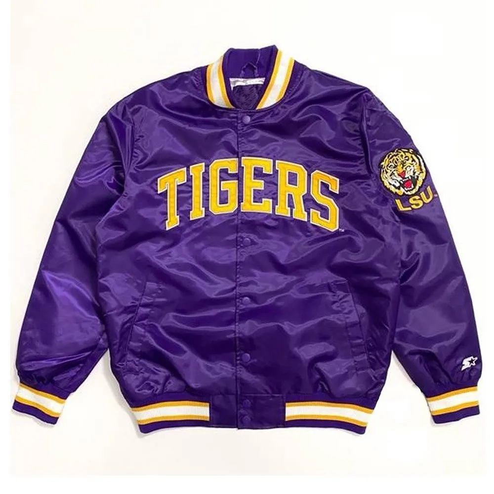 Louisiana state tigers vintage purple satin varsity jacket