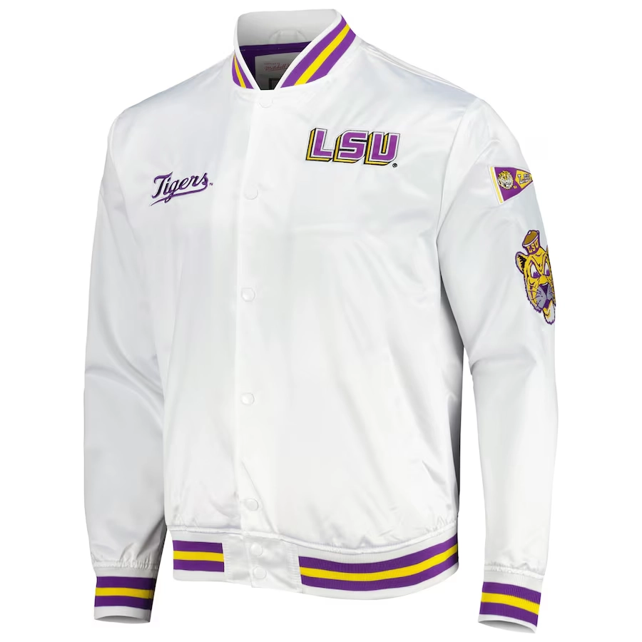 Lsu tigers city collection white satin varsity jacket 1