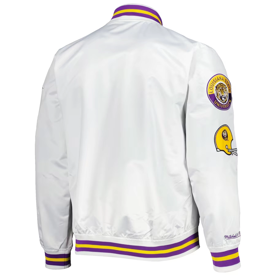 Lsu tigers city collection white satin varsity jacket 2