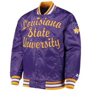 Lsu tigers o line purple satin varsity jacket 2
