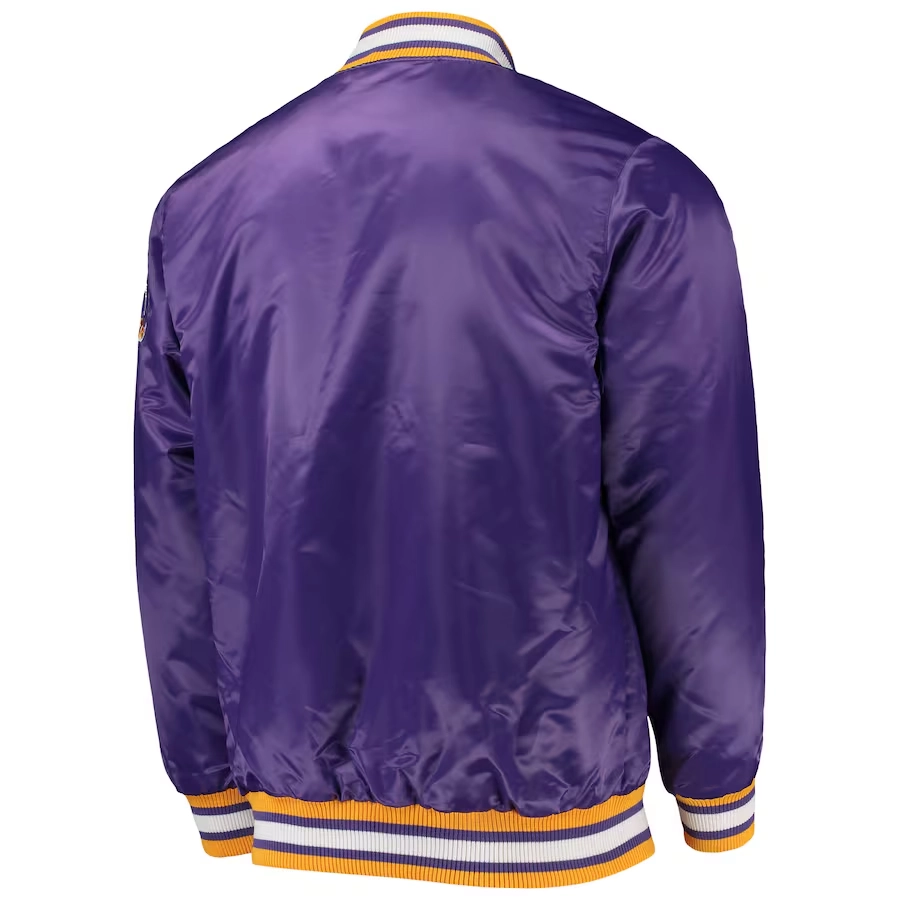 Lsu tigers o line purple satin varsity jacket 3