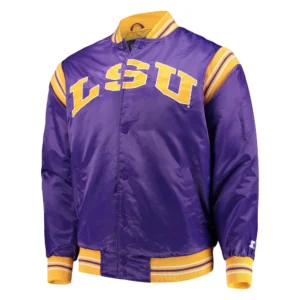 Lsu tigers the enforcer satin varsity jacket purple 1
