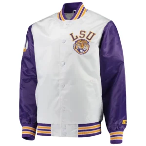 Lsu tigers the legend whitepurple satin varsity jacket 2