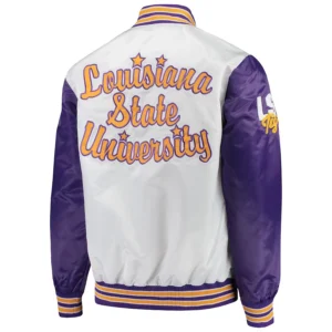 Lsu tigers the legend whitepurple satin varsity jacket 3