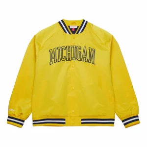Maize michigan raglan full snap satin varsity jacket 2