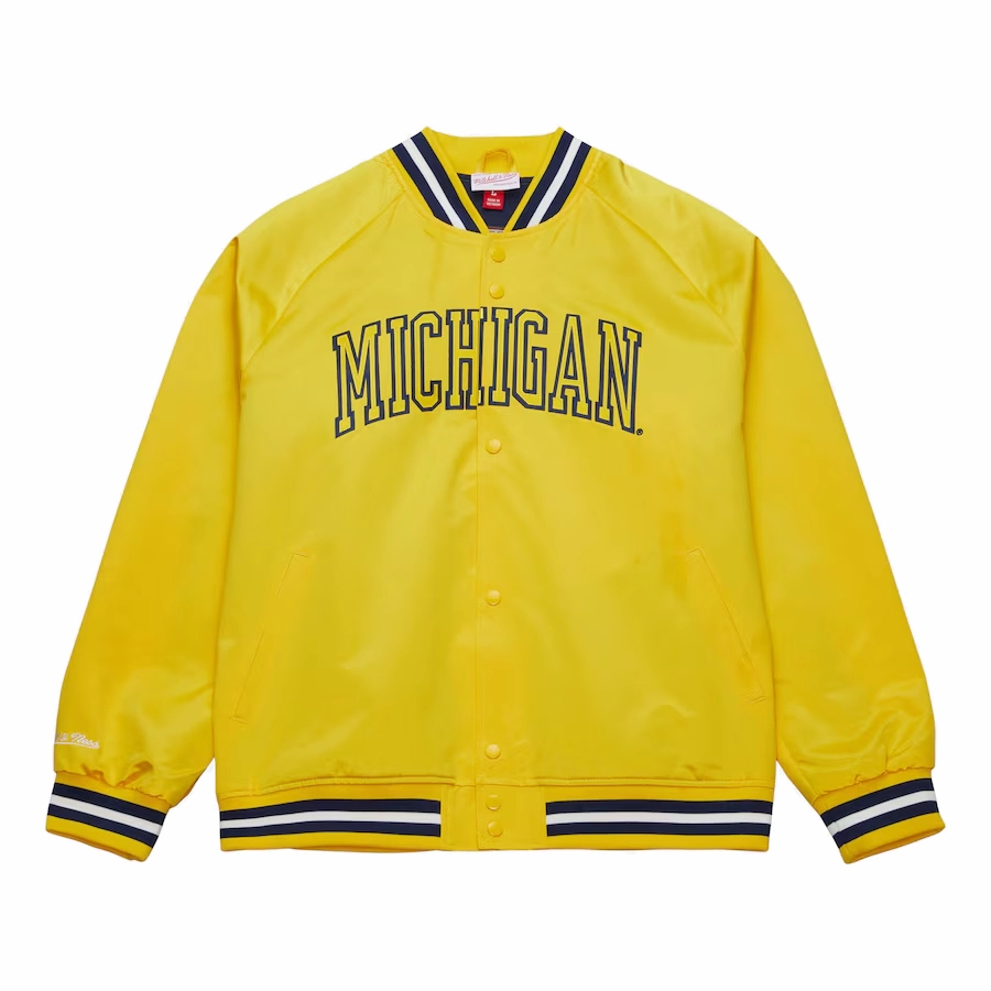 Maize michigan raglan full snap satin varsity jacket 2