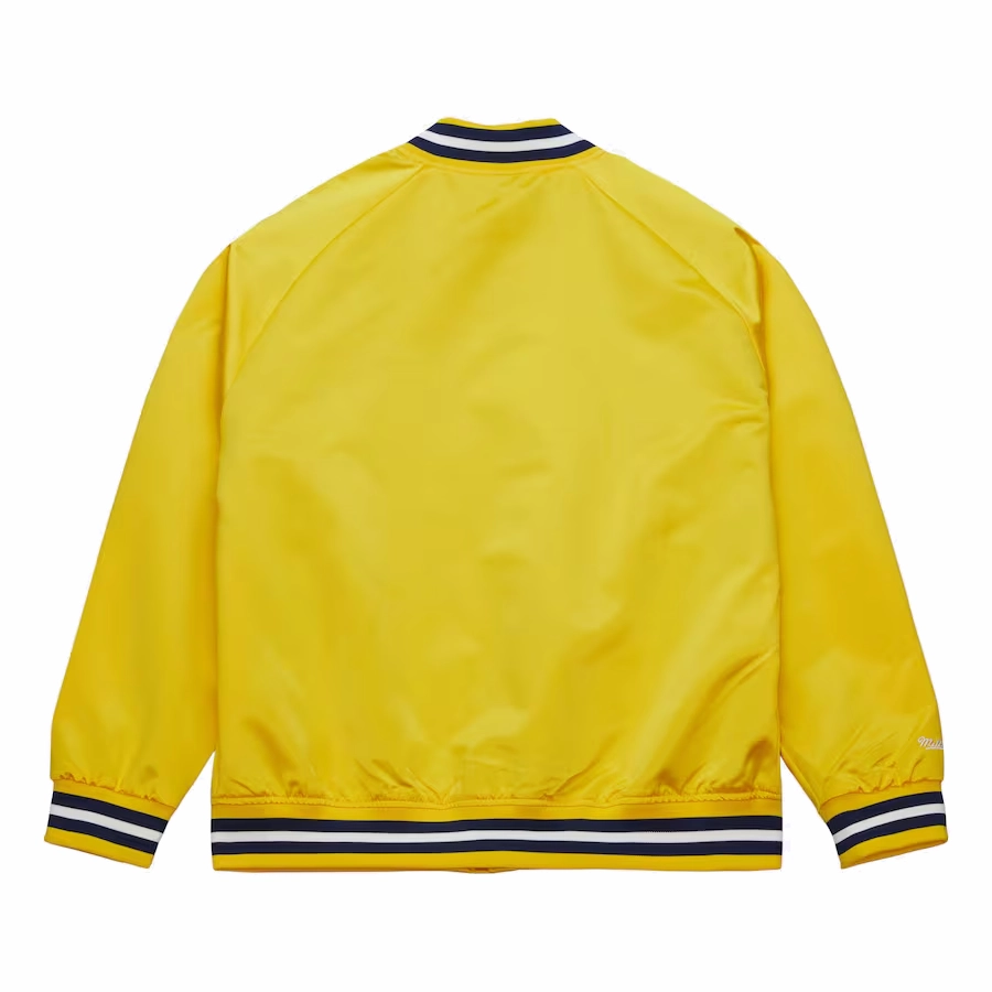 Maize michigan raglan full snap satin varsity jacket 3