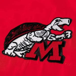 Maryland terrapins retro terps script red satin varsity jacket 1