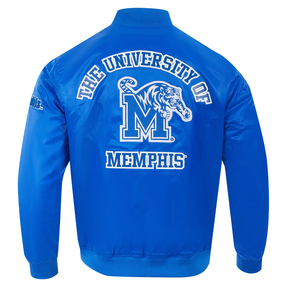 Memphis tigers classic blue satin varsity jacket