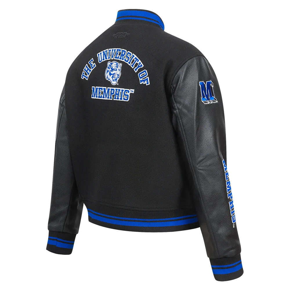 Memphis tigers womens classic black wool leather jacket