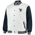 West Virginia Mountaineers Big & Tall Full-Snap White/Navy Satin Jacket